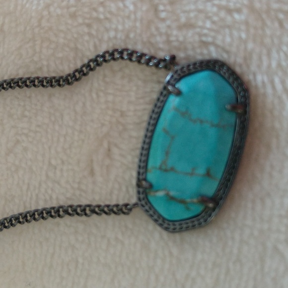 RARE KENDRA SCOTT • Gunmetal Dylan Turquoise Necklace - Picture 7 of 14
